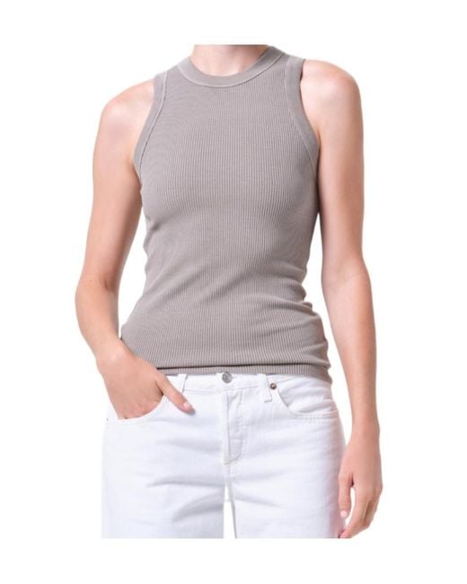 Agolde Blue Leigh Ribbed Tank Top