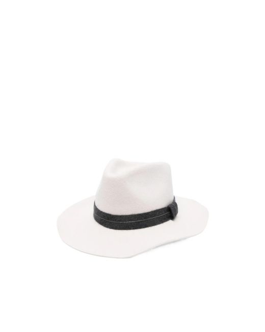 Brunello Cucinelli White Monili-Band Hat