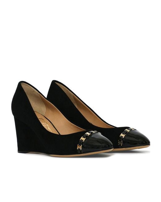 Ferragamo Black Wedge High Heels