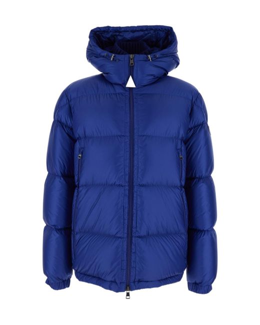 Moncler Blue Hooded Zip-Up Puffer Jacket for men