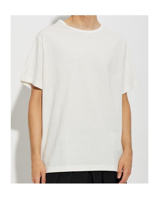 Yohji Yamamoto White Crew Neck Short-Sleeved T-Shirt for men