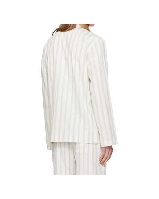 Tekla White Striped Long-Sleeved Shirt Pajamas for men