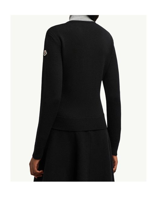 Moncler Black Logo Patch Quilted Cardigan