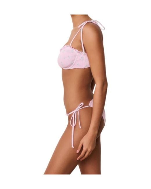 LoveShackFancy Pink Quinley Ruffled Bikini Set