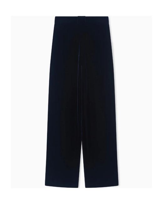 Giorgio Armani Blue Velvet Straight-Leg Pants