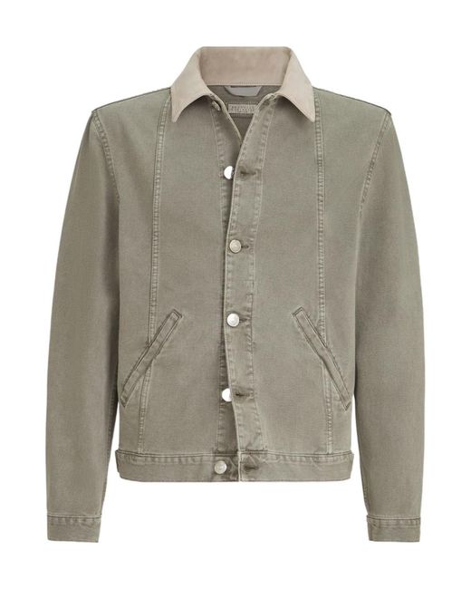 Brunello Cucinelli Green Garment-Dyed Outerwear Jacket for men
