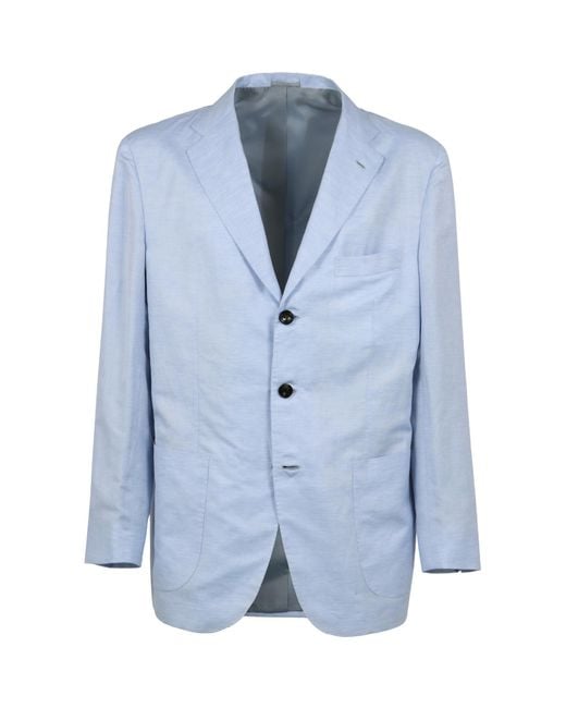 Kiton Blue Single-Breasted Tailored Blazer for men