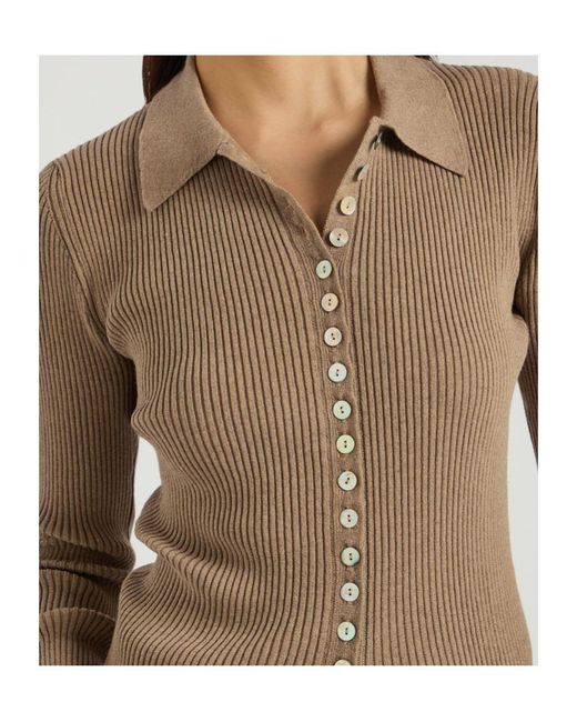 Rohe Brown Ribbed Stretch-Cotton Shirt