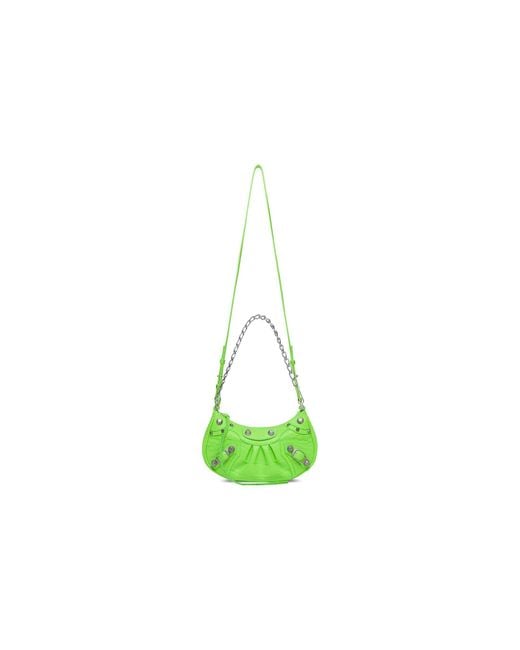 Balenciaga Le Cagole Mini Bag With Chain Crocodile Embossed In Bright Green
