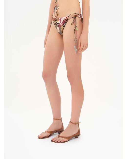 Chloé White Rose-Print Bikini Bottoms