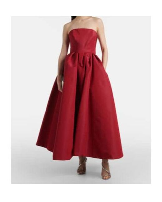 Carolina Herrera Red Strapless Belted Silk Cocktail Dress