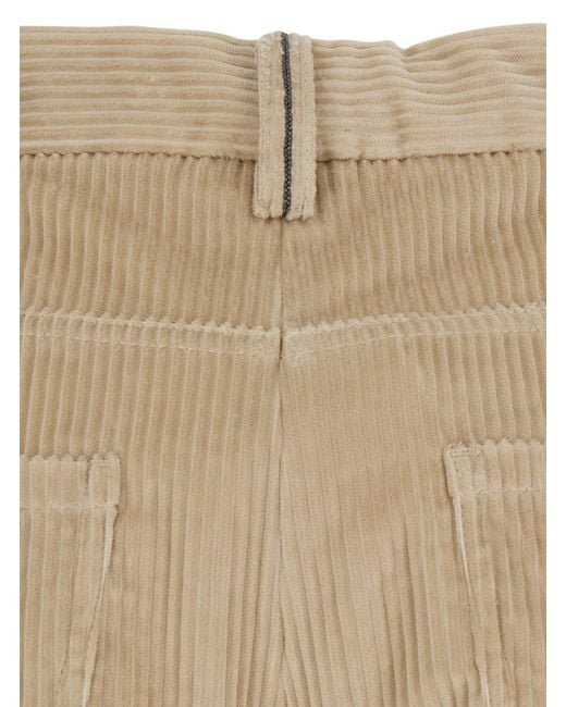 Brunello Cucinelli Natural Monili Detailed Straight Leg Trousers