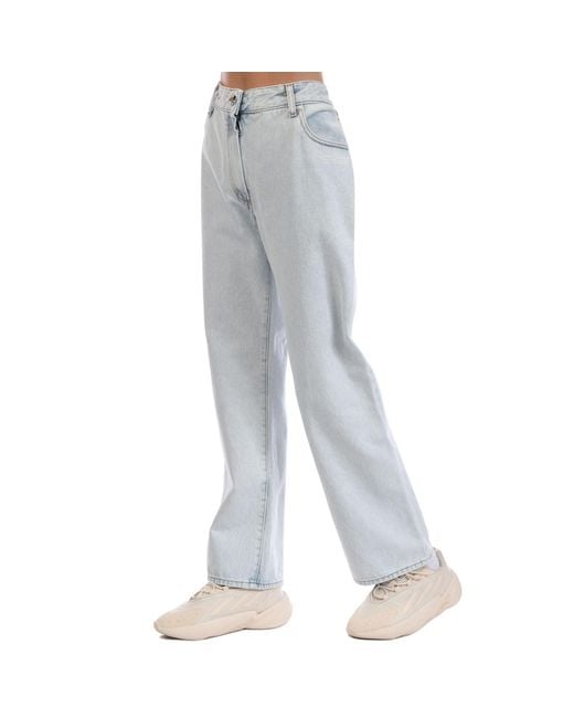 Off-White c/o Virgil Abloh Blue Corporate Cropped Flare Jeans