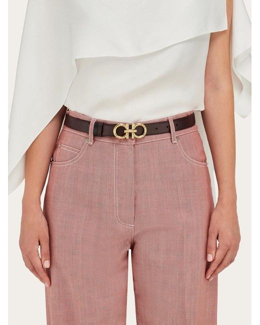 Ferragamo White Gancini-Buckle Leather Belt