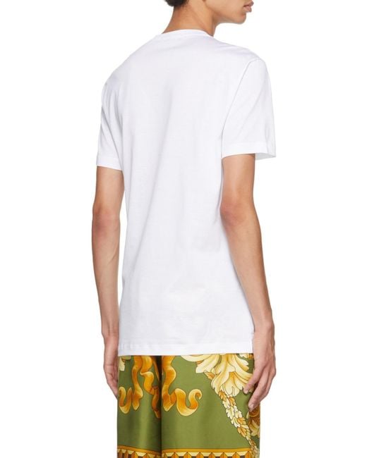 Versace White Embellished Crewneck T-Shirt for men
