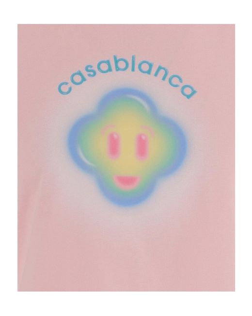 Casablanca Pink Logo Printed Crewneck T-Shirt