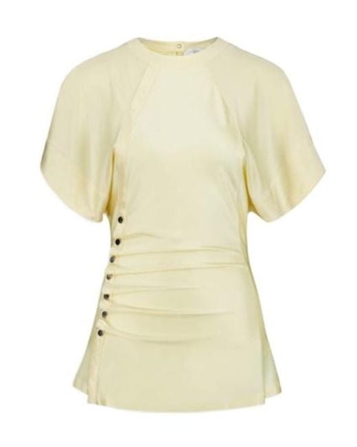 Rabanne Yellow Anglaise Draped Blouse