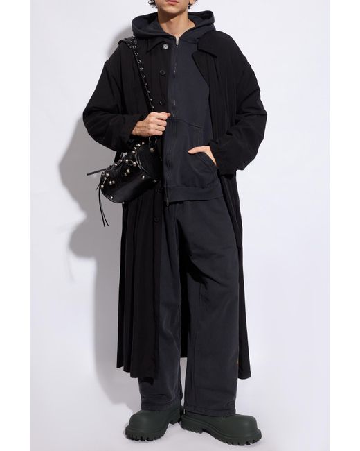 Balenciaga Black Belted Mid-Length Trench Coat for men