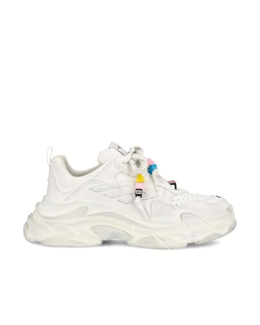Balenciaga White Triple S Sporty Sneakers for men