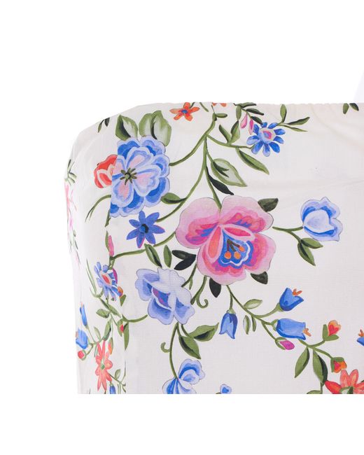 Liu Jo White Floral Print Strapless Top