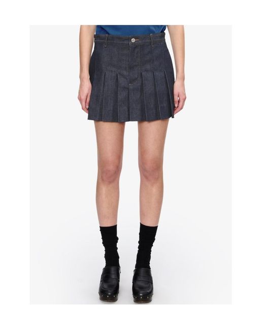 A.P.C. Blue Pleated Mini Skirt