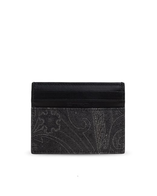 Etro Black Logo Embossed Wallet for men