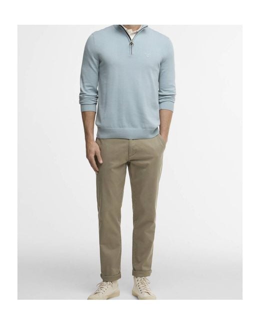 Barbour Blue Half-Zip Knit Sweater for men