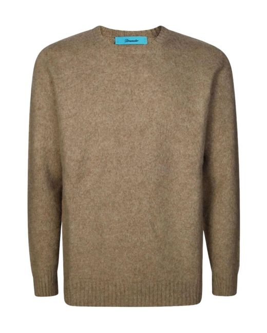 Drumohr Brown Brushed Crewneck Knitted Sweater for men