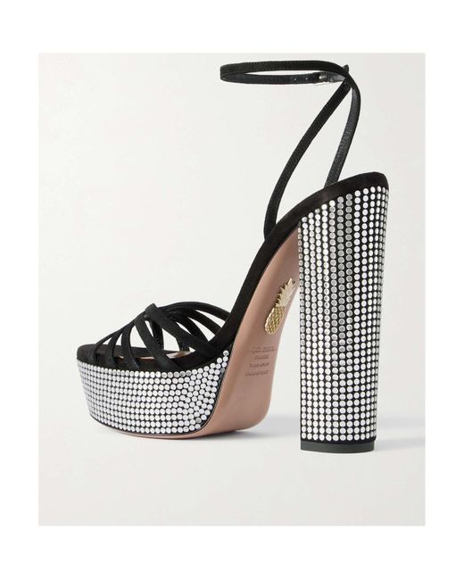 Aquazzura White Night Fever 140 Suede Platform Sandals