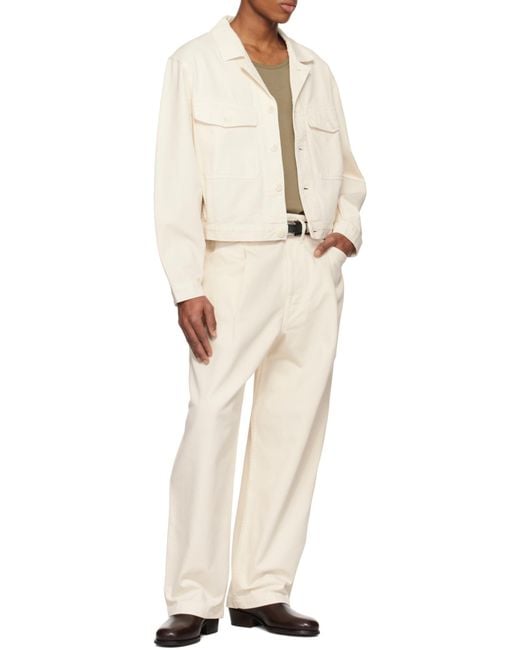 Lemaire White Buttoned Cropped Denim Jacket for men