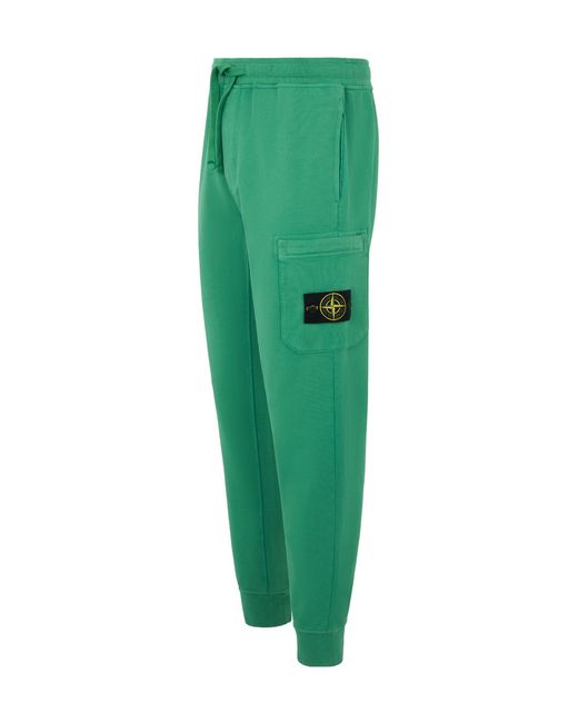 Stone Island Green Elastic Waist Sports Pants for men