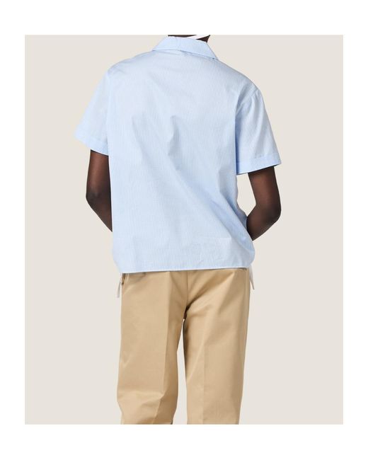 Miu Miu Blue Gingham-Check Logo-Embroidered Shirt