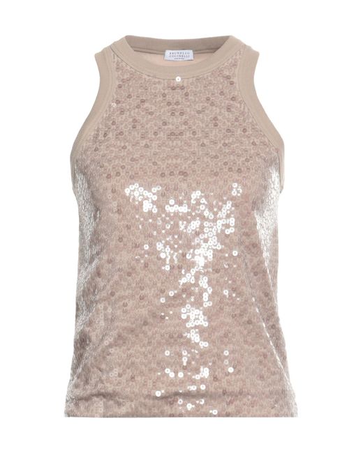 Brunello Cucinelli Natural Crew Neck Sequin Vest