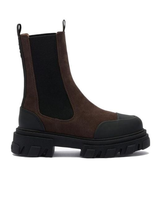 Ganni Black Cleated Mid Chelsea Boots