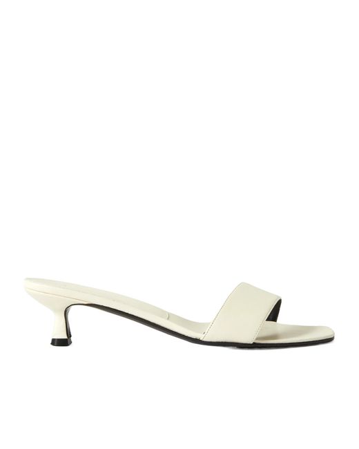 Loulou de Saison Natural Cream Square-Toe Kitten-Heel Mule
