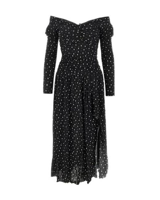 Isabel Marant Black X Giovana Off-Shoulder Slit Detailed Dress