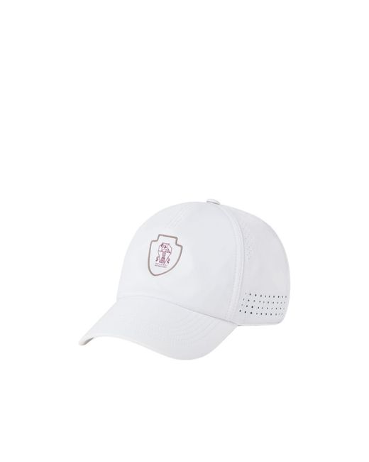 Brunello Cucinelli White Logo Detailed Baseball Cap for men