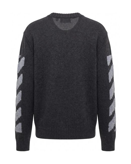 Off-White c/o Virgil Abloh Blue Diag Fuzzy Crewneck Jumper for men