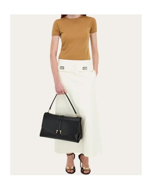 Ferragamo Black Ferragamo Front Flap Large Shoulder Bag