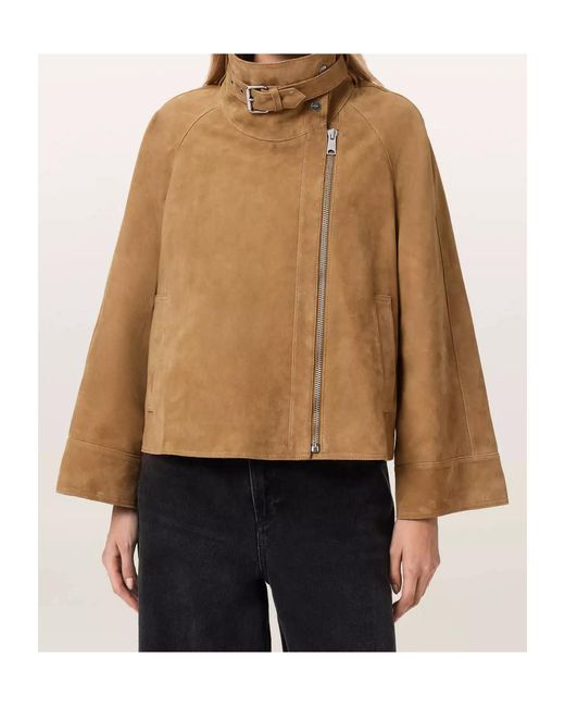 AllSaints Brown Rhodes Leather Jacket