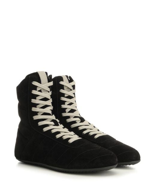 Rick Owens Black Quilted Chevron High-Top Sneakers for men