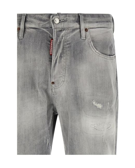 DSquared² Gray 642 Distressed Jeans for men