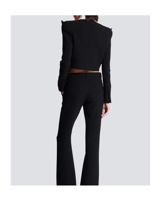 Balmain Black Cropped 6-Button Crepe Jacket