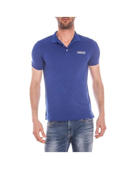 Armani Jeans Blue Short-Sleeved Polo Shirt for men