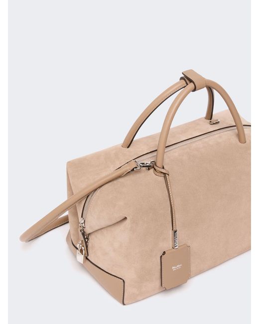 Max Mara Natural Large Nubuck Leather Boston Bag