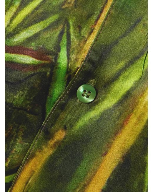 Donde Esteban Green Printed Silk-Satin Shirt