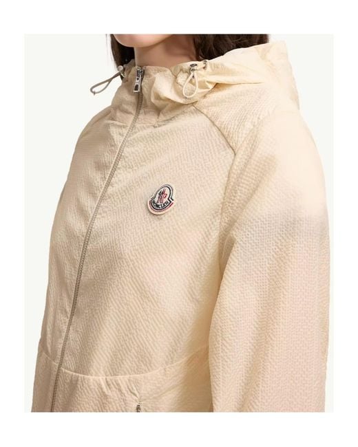 Moncler Natural Zip-Up Hooded Jacket