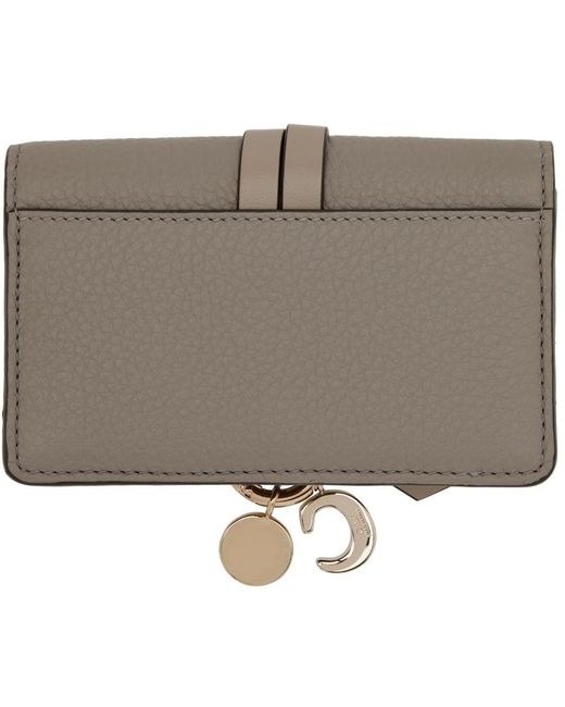 Chloé Gray Chloé Logo-Charm Foldover Top Wallet