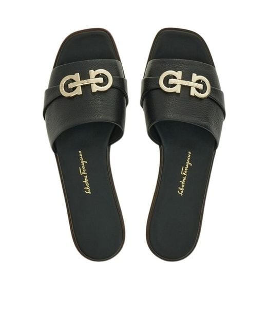Ferragamo White Ferragamo Oria Gancini Slides