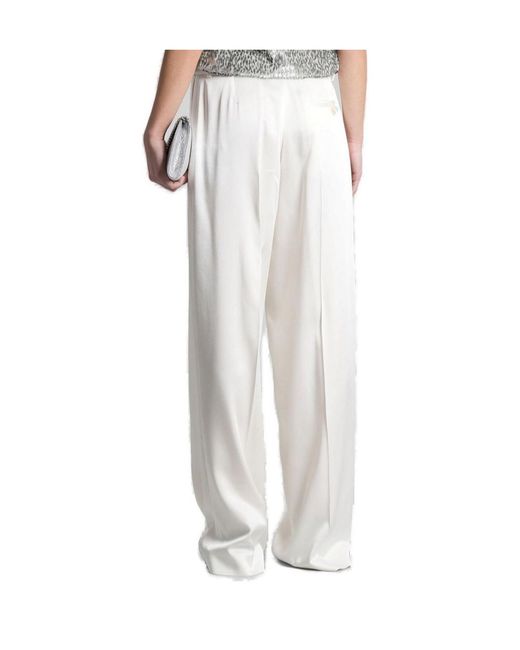 Stella McCartney White Pleated Straight Leg Trousers